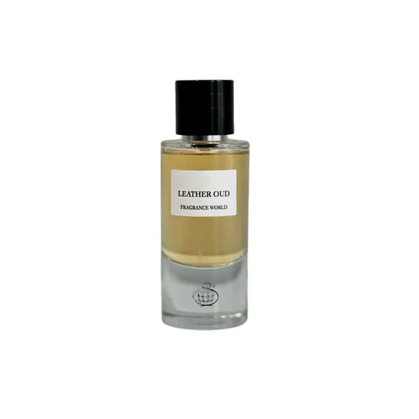 Fragrance World Oud Leather 80ml Eau De Parfum perfume bottle at Dubai Aroma South Africa