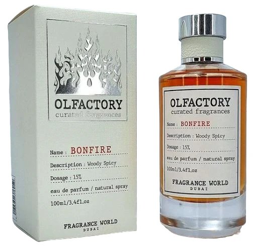 Olfactory Bonfire by FRAGRANCE WORLD perfume bottle at Dubai Aroma South Africa