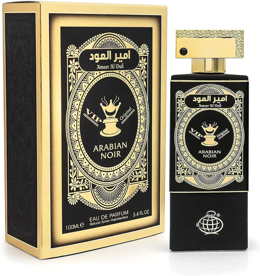 Arabian Noir Ameer Al Oud EDP 100ml by FRAGRANCE WORLD perfume bottle at Dubai Aroma South Africa