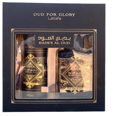 Badee Al Oud for Glory by Lattafa (incl free Deodorant) perfume bottle at Dubai Aroma South Africa