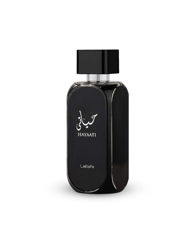 Hayaati Black 100ML by Lattafa perfume bottle at Dubai Aroma South Africa
