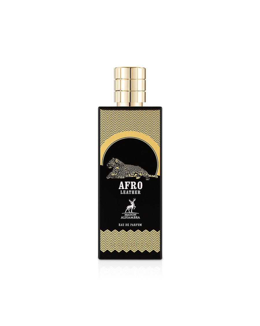 AFRO LEATHER Edp by MAISON ALHAMBRA perfume bottle at Dubai Aroma South Africa