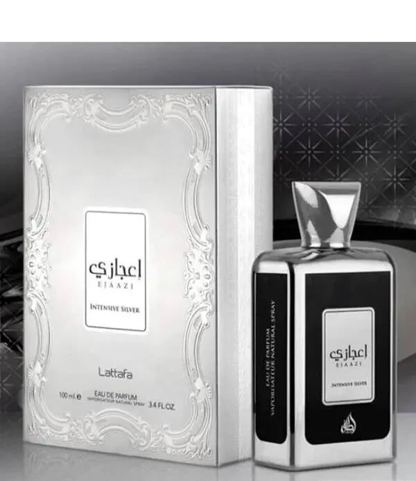 Ejaazi Intensive Silver by Lattafa perfume bottle at Dubai Aroma South Africa